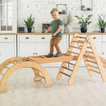 4in1 Montessori Climbing Frame Set: Triangle Ladder + Arch/Rocker + Slide Board/Ramp + Netting rope - SKU: 4IN1CF-CHO-CA