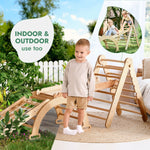 4in1 Montessori Climbing Frame Set: Triangle Ladder + Arch/Rocker + Slide Board/Ramp + Netting rope - SKU: 4IN1CF-CHO-CA