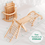 4in1 Montessori Climbing Frame Set: Triangle Ladder + Arch/Rocker + Slide Board/Ramp + Netting rope - SKU: 4IN1CF-CHO-CA