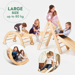 4in1 Montessori Climbing Frame Set: Triangle Ladder + Arch/Rocker + Slide Board/Ramp + Netting rope - SKU: 4IN1CF-CHO-CA