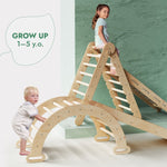 4in1 Montessori Climbing Frame Set: Triangle Ladder + Arch/Rocker + Slide Board/Ramp + Netting rope - SKU: 4IN1CF-CHO-CA