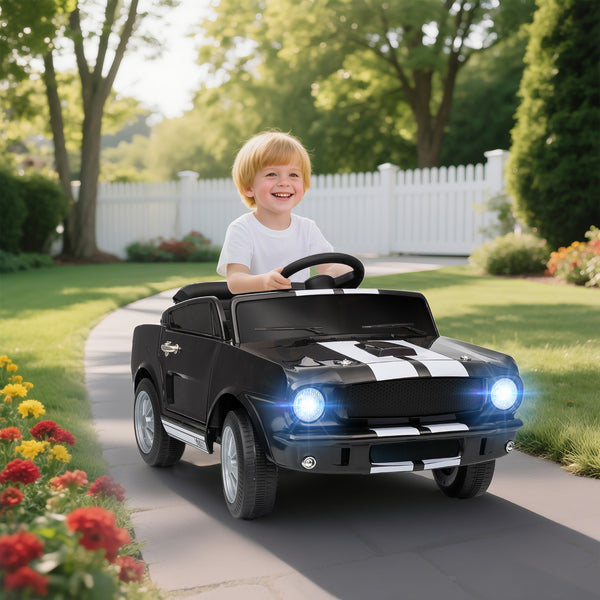Qaba Licensed Ford Shelby GT 350 Kids Ride On Car with Remote Control, Adjustable Speed, MP3, Smooth Start, LED Lights, Black