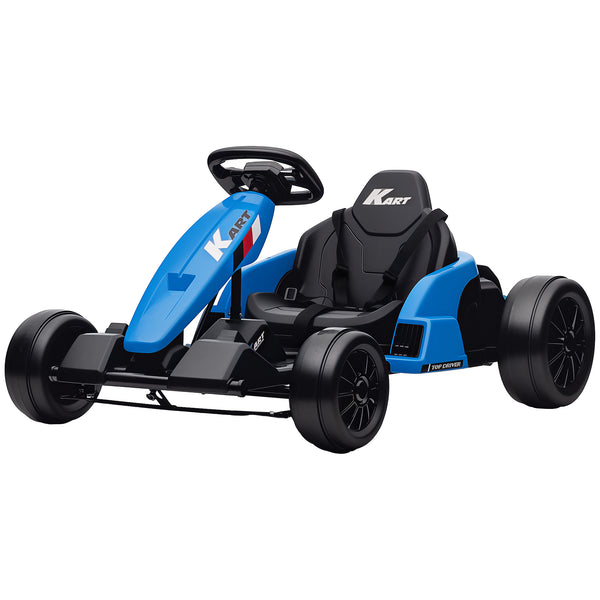 Qaba 24V Electric Go Kart with Dual 150W Motors, Adjustable Seat & 11.2MPH High Speed, Slow Start, 5-Point Harness