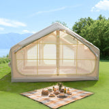 Inflatable 4-Season Camping Tent with Extended Awning, Waterproof Family Tent with Clear Skylight, 118″ L x 82.5″ W x 78.5″ H - Beige (2)