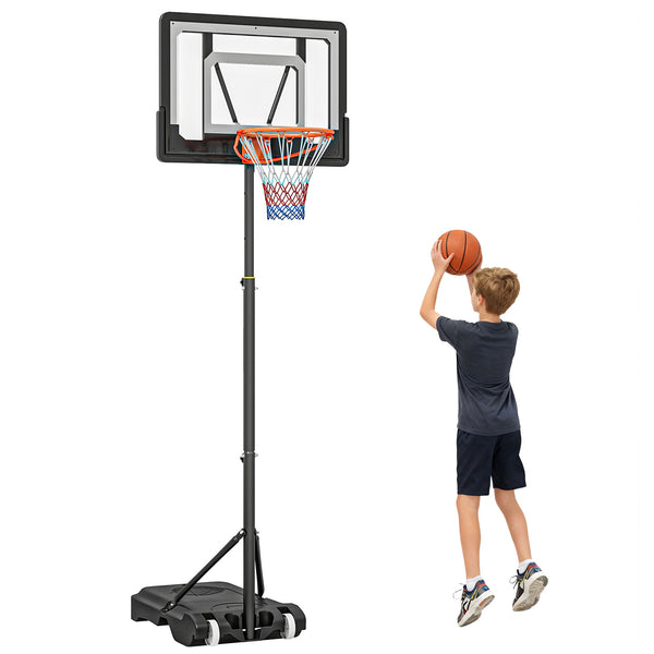 Soozier Portable Basketball Hoop System Stand with 33in Backboard, Height Adjustable 5FT-7FT Basketball Goal for Indoor Outdoor Use