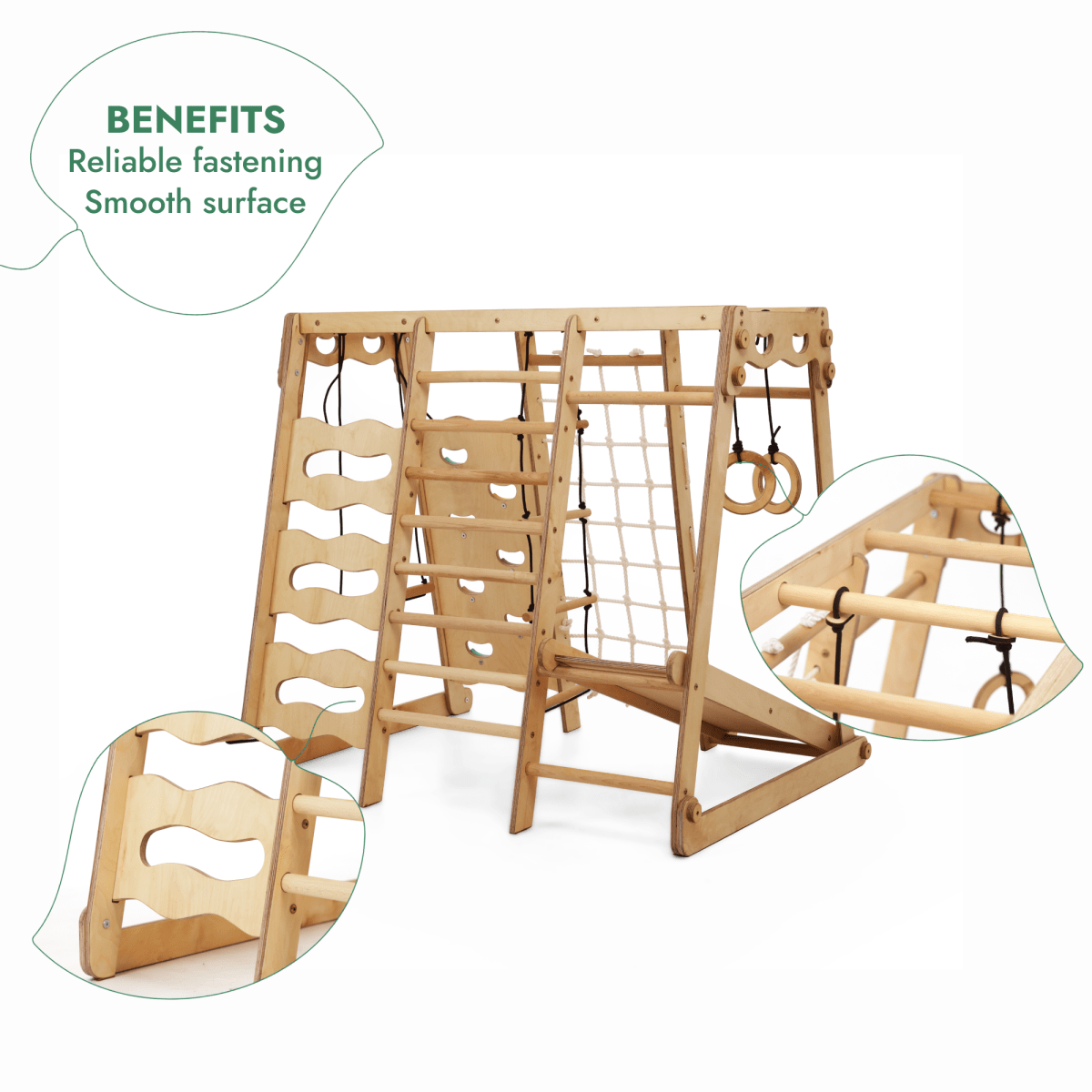 6in1 Indoor Jungle Gym for Toddler: Playground + Swings Set + Slide Board + Rope + Stairs - SKU: IWPC-Mini-CA