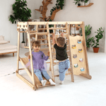 6in1 Indoor Jungle Gym for Toddler: Playground + Swings Set + Slide Board + Rope + Stairs - SKU: IWPC-Mini-CA