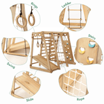6in1 Indoor Jungle Gym for Toddler: Playground + Swings Set + Slide Board + Rope + Stairs - SKU: IWPC-Mini-CA