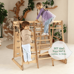 6in1 Indoor Jungle Gym for Toddler: Playground + Swings Set + Slide Board + Rope + Stairs - SKU: IWPC-Mini-CA