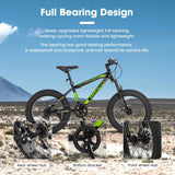 20\\" Kids\' Fat Tire Mountain Bike with 7-Speed Drivetrain, and Shock-Absorbing Front Fork, for Ages 8-12, 63\\" L x 24.5\\" W x 35\\" H, Blackish Green