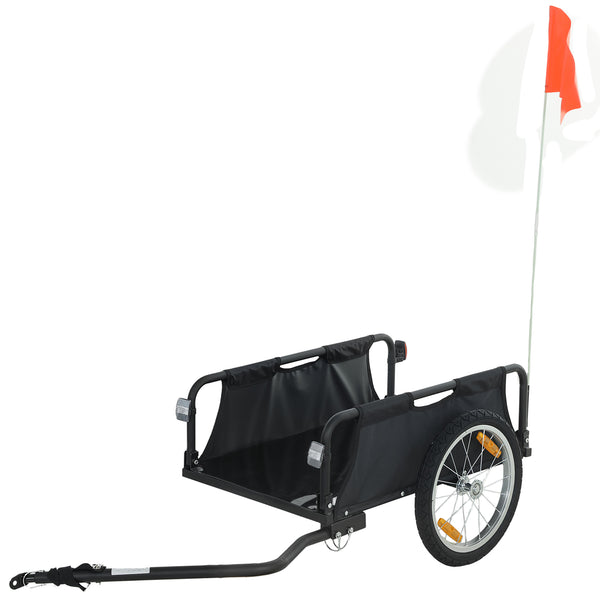 Soozier Bike Cargo Trailer, Bicycle Trailer Wagon Cart with Quick Release 16" Pneumatic Wheels, Aluminum Rims, Red Flag