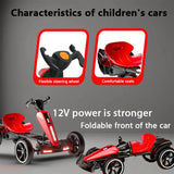 12V Electric Pedal Go-Kart for Kids with Adjustable High-Back Seat, Ride-On Truck with Music/Flashing Lights, 38\'\' L x 22.5\'\' W x 19.5\'\' H, Red