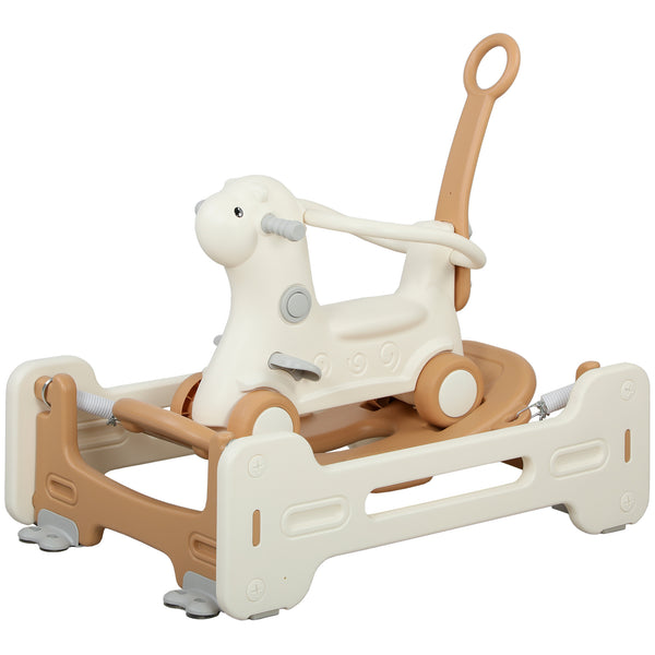 Qaba 5 in 1 Kids Rocking Horse with Detachable Base, Safety Guardrails, Footrests, Push Handle for Ages 1-3