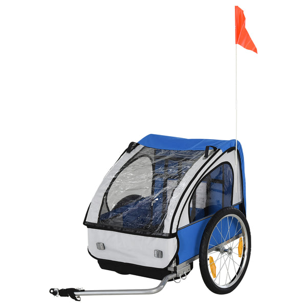 Aosom 2-Seat Child Bike Trailer for Kids with a Strong Steel Frame, 5-Point Safety Harnesses, & Comfortable Seat