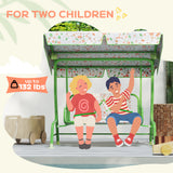 Qaba Kids Patio Swing Chair with Adjustable Canopy, Safety Belt for Patio, Garden, Poolside, Balcony, Green