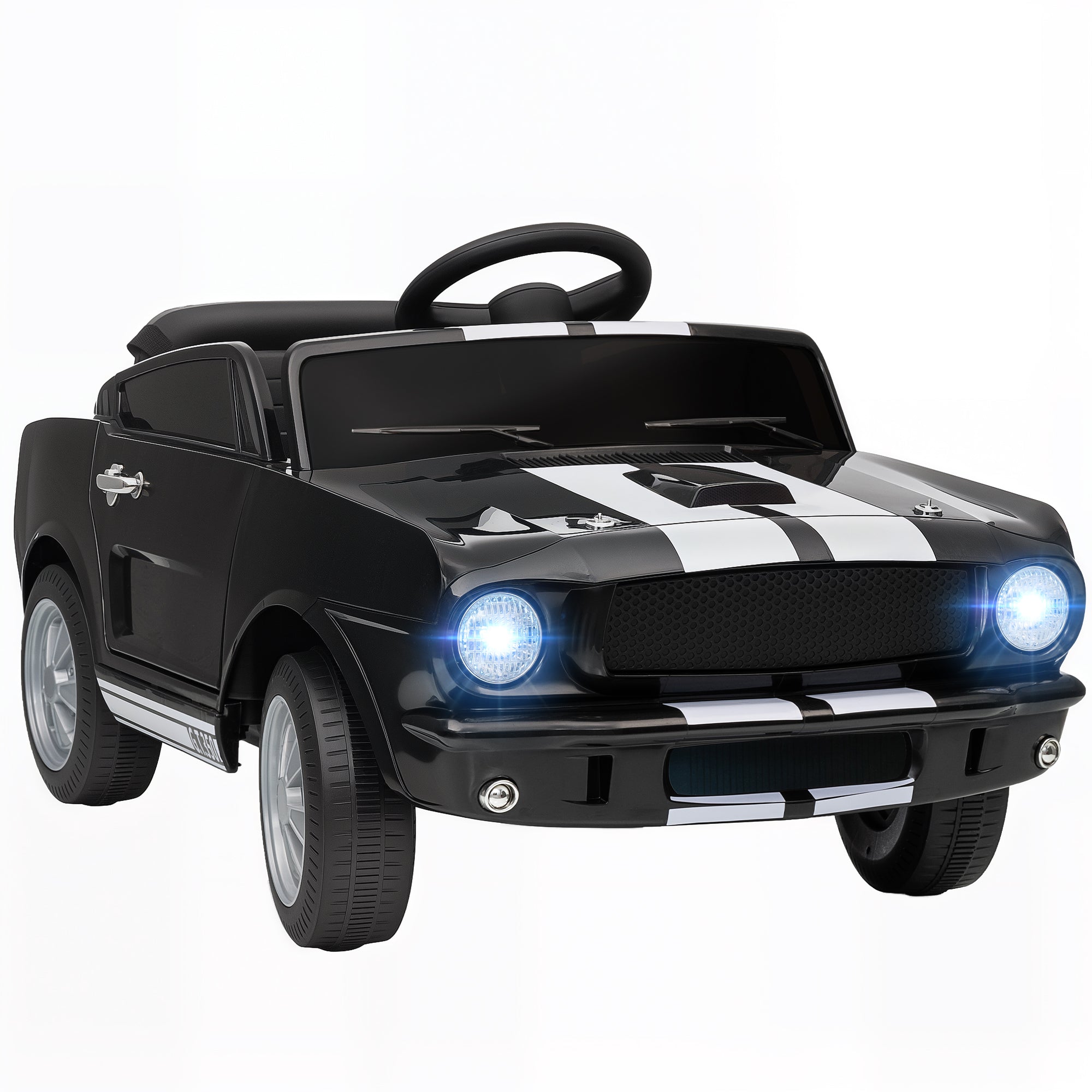 Qaba Licensed Ford Shelby GT 350 Kids Ride On Car with Remote Control, Adjustable Speed, MP3, Smooth Start, LED Lights, Black