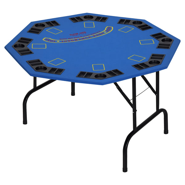 Soozier Poker Table Foldable, 47" Octagon Blackjack Poker Game Table for 8 Players with Cup Holders and Chips Tray