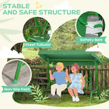 Qaba Kids Patio Swing Chair with Adjustable Canopy, Safety Belt for Patio, Garden, Poolside, Balcony, Dark Green