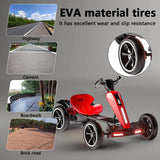 12V Electric Pedal Go-Kart for Kids with Adjustable High-Back Seat, Ride-On Truck with Music/Flashing Lights, 38\'\' L x 22.5\'\' W x 19.5\'\' H, Red