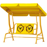 Kids Patio Swing Chair with Adjustable Canopy, Safety Belt for Patio, Garden, Poolside, Balcony
