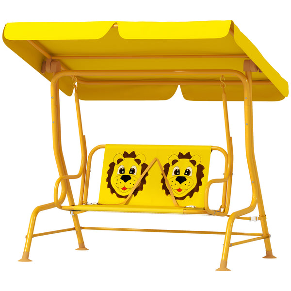Qaba Kids Patio Swing Chair with Adjustable Canopy, Safety Belt for Patio, Garden, Poolside, Balcony