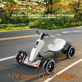 12V Electric Pedal Go-Kart for Kids with Adjustable High-Back Seat, Ride-On Truck with Music/Flashing Lights, 38\'\' L x 22.5\'\' W x 19.5\'\' H, White