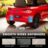 Qaba 12V Kids Ride On Car, Licensed Ford Mustang Mach-E Electric Car with Remote Control, LED Light, Music, Red