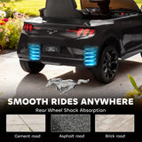 Qaba 12V Kids Ride On Car, Licensed Ford Mustang Mach-E Electric Car with Remote Control, LED Light, Music, Black