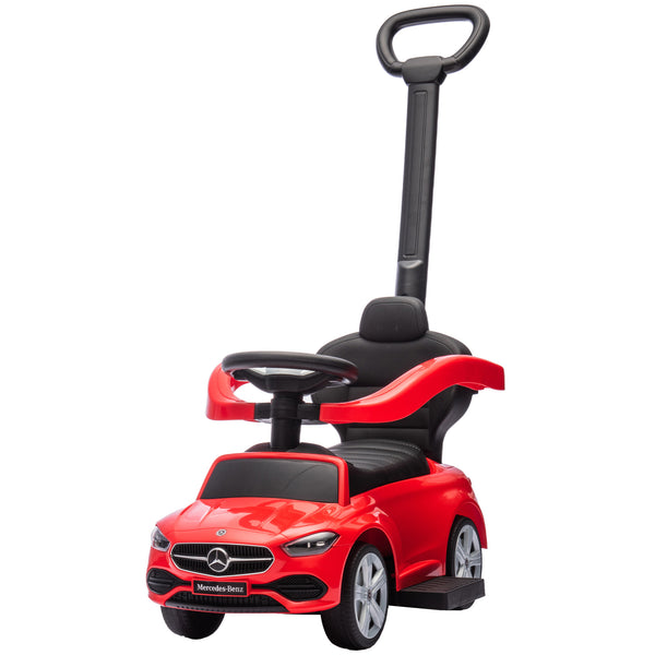 Qaba Mercedes-Benz C-Class Licensed Ride-On Push Car, Baby Stroller Walking Car with Parent Control Handle, Horn