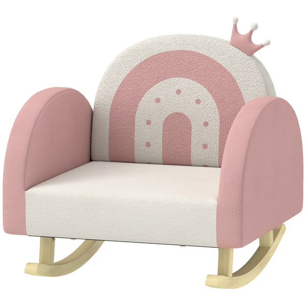 Qaba Kids Rocking Chair, Princess Crown Toddler Chair, Children's Armchair Rocker for Bedroom, Playroom
