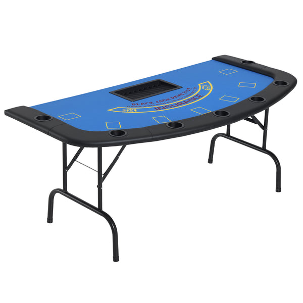 Soozier Poker Table Foldable, 72" Blackjack Table for 7 Players with Chip & Cup Holder