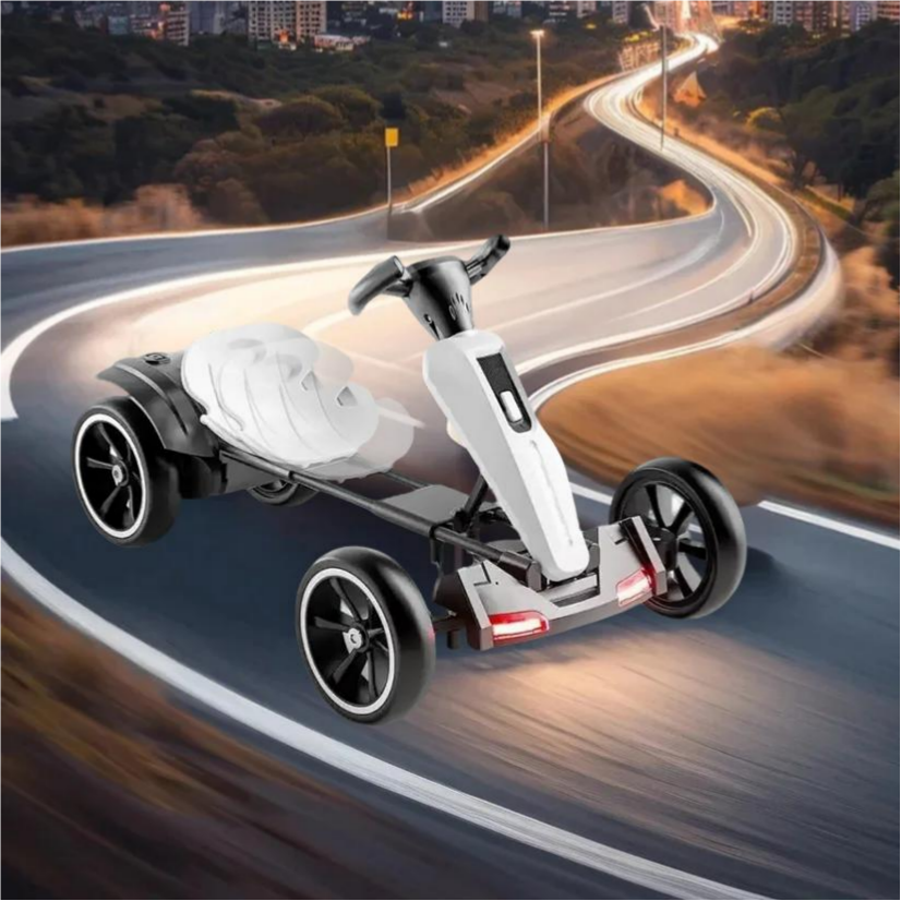 12V Electric Pedal Go-Kart for Kids with Adjustable High-Back Seat, Ride-On Truck with Music/Flashing Lights, 38'' L x 22.5'' W x 19.5'' H - SKU: F-BTS-W3662P363292