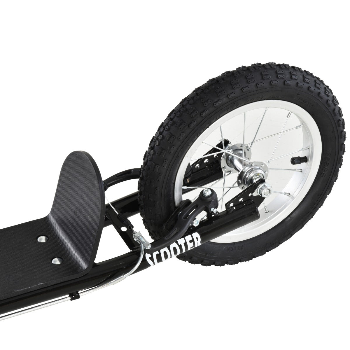 Aosom Teens Youth Scooter Ride On Toy with Adjustable Handlebar, Dual Brakes, and Inflatable Wheels For Kids 5+ - Black