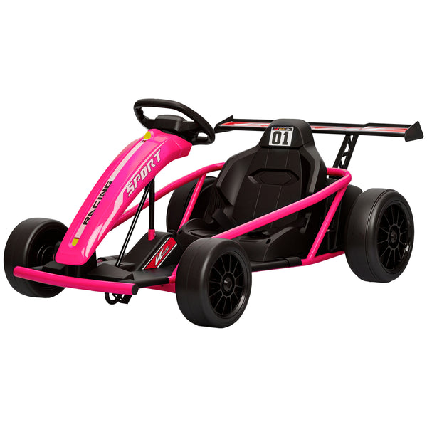 Qaba 24V 7AH Kids Electric Go Kart, 8.1 MPH Battery Powered Drift Kart with Dual Motors, Soft Start for 8-12 Years