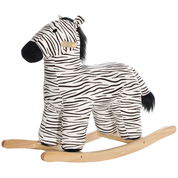 Qaba Zebra Shaped Kids Rocking Horse with Realistic Sound for 2-4 Years