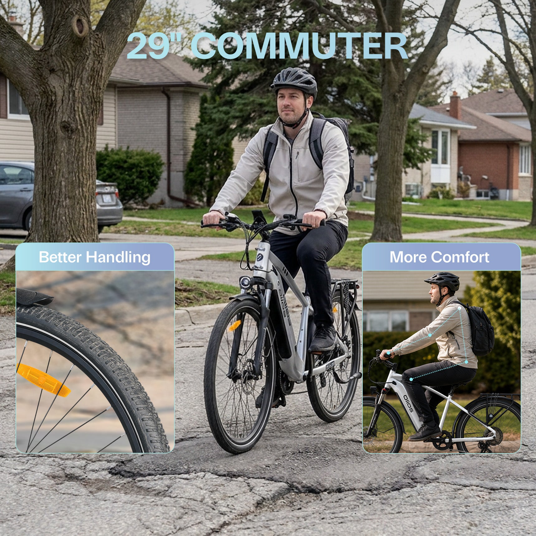 Oiios Cyclon Commuter Electric Bike for Adults - UL Certified - 48V 750W 29 in - Hydraulic Brakes Turn Signals LED Lights