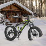 20\\" Kids\' Fat Tire Mountain Bike with 7-Speed Drivetrain, and Shock-Absorbing Front Fork, for Ages 8-12, 63\\" L x 24.5\\" W x 35\\" H, Blackish Green