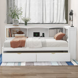 Vinsetto Twin Size Daybed with 2 Storage Drawers, Storage Cabinets, USB Ports, Solid Wood and MDF, 86\\" L x 51\\" W x 37.5\\" H, White