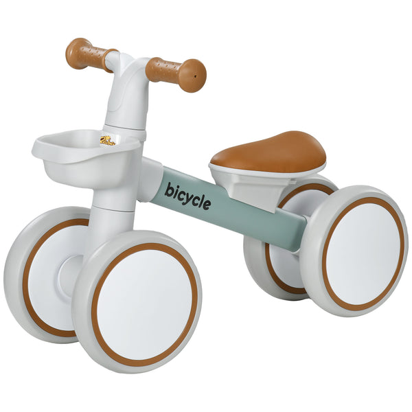 Qaba Balance Bike for Toddlers 1-3 Years with Adjustable Seat, Silent Wheels, No Pedal Bike