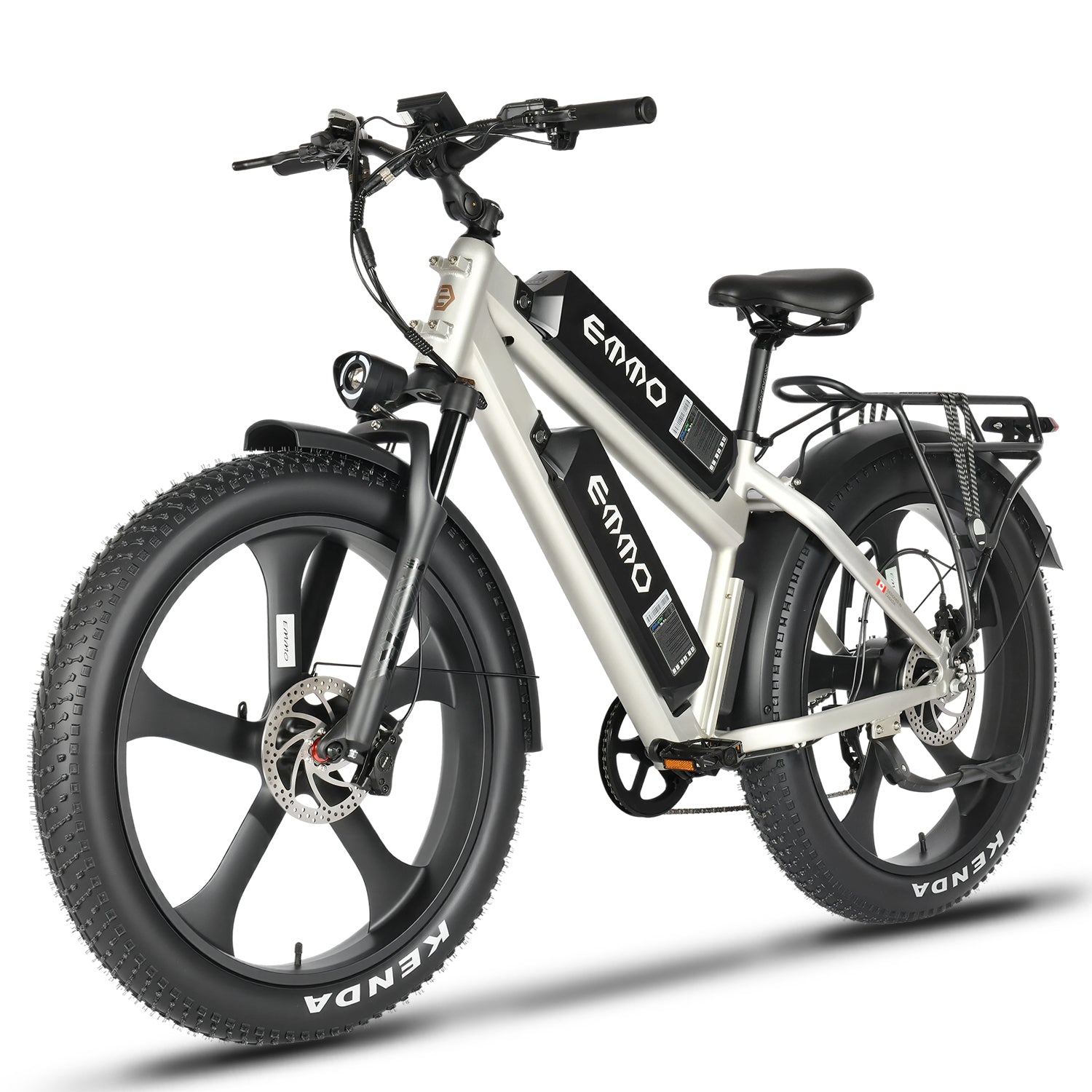 EMMO E-Wild Dual Electric Bike Fat Tire Adults – UL Certified 26" All Terrain Ebike – LED Lights, Color Display - SKU: EWILD_D_SB_156