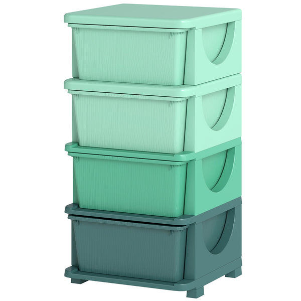 Qaba 4 Tier Kids Storage Unit, Toy Organizers and Storage with 4 Drawer for Bedroom Nursery Living Room for Boys Girls