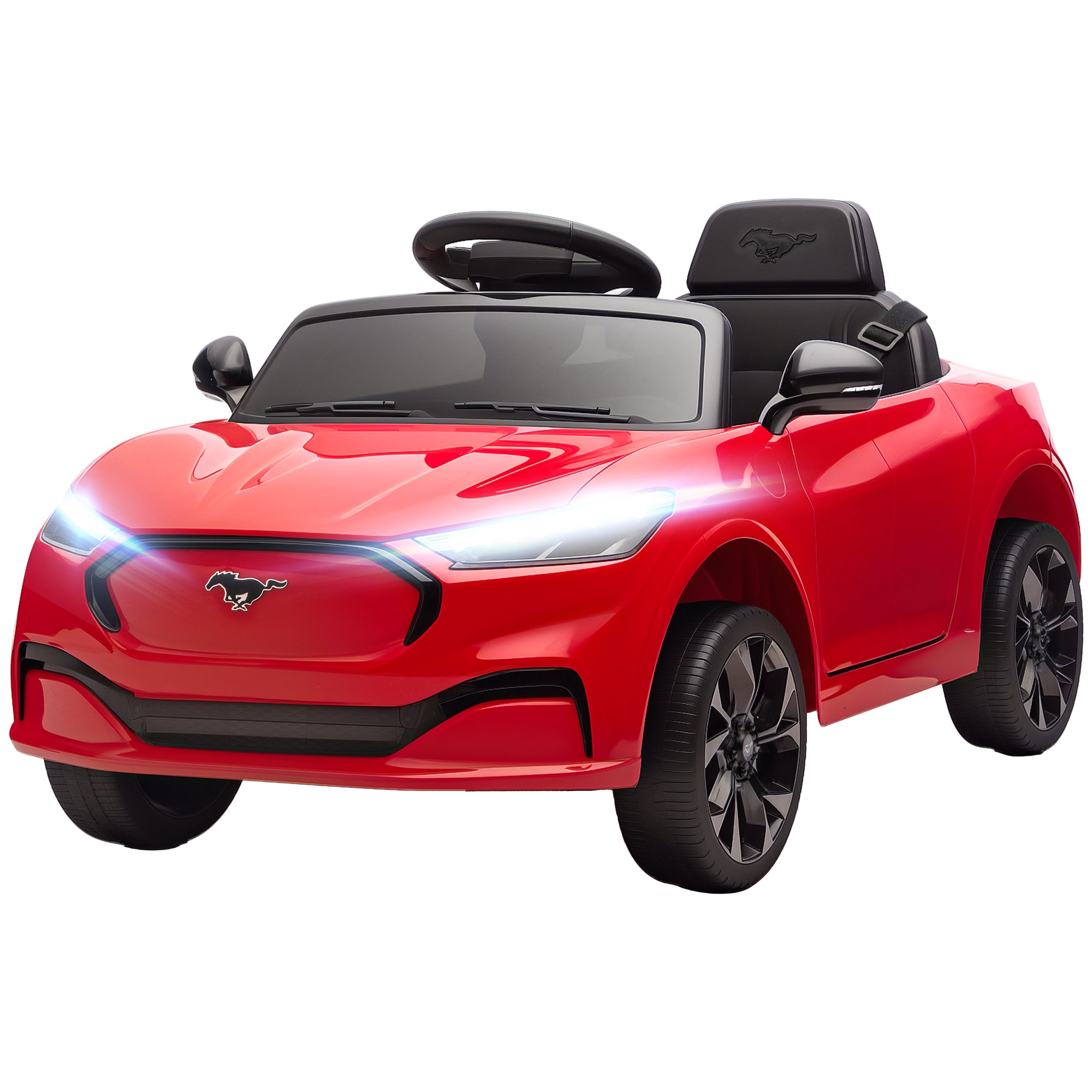 12V Kids Ride On Car, Licensed Ford Mustang Mach-E Electric Car with Remote Control, LED Light, Music - SKU: 370-455V80PK