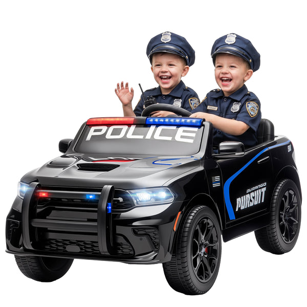 Qaba Licensed Dodge Ride On Police Car for Kids with 2 Seater, Remote, Suspension, Flashing Lights, Siren for Ages 3-6