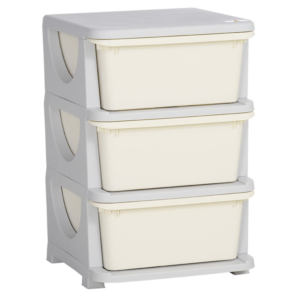 Qaba 3 Drawers Kids Storage Unit, 3 Tier Stackable Toy Organizers and Storage Chest for Bedroom, Nursery, Playroom, Living Room, Boys, Girls, Toddlers
