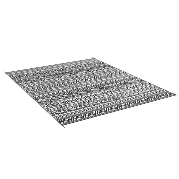 Outsunny Reversible Outdoor Rug Carpet RV Camping Rugs with Carry Bag, 8' x 10', Gray & Cream White Boho