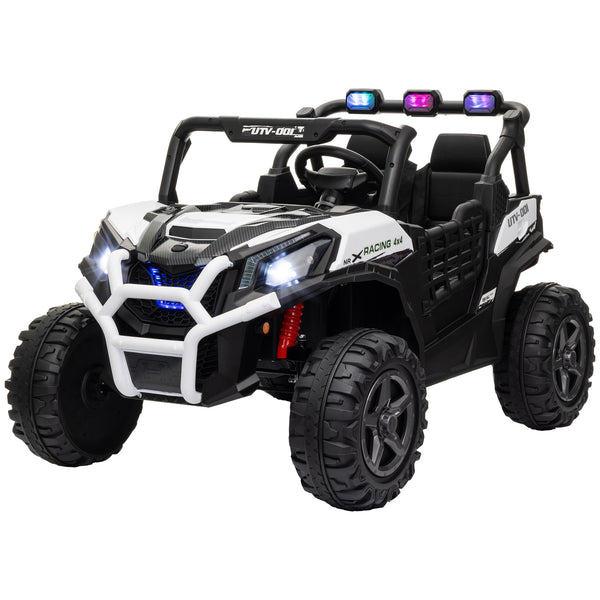 Qaba 2 Seater 24V Kids Electric Car w/ Remote Control, 3 Speed, LED Lights, Music, Horn, Spring Suspension, Slow Start