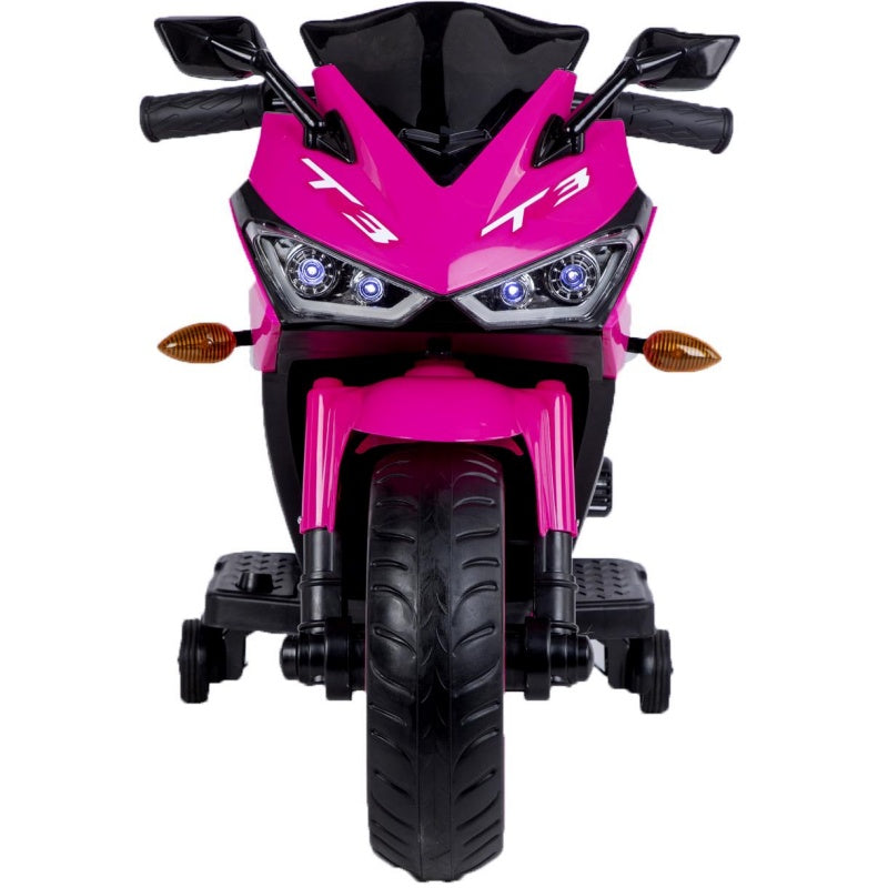 12V Kids Electric Ride-On Motorcycle with Training Wheels and Headlight, Motorbike with MP3 and Light-Up Wheels, 46" L x 20" W x 26" H