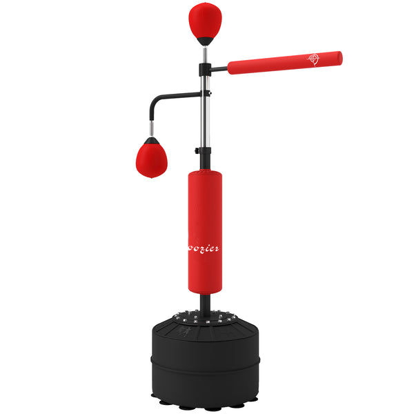 Soozier 4-in-1 Boxing Punching Bag Stand with 2 Speedballs, 360° Relax Bar, & PU-Wrapped Bag & Adjustable Height