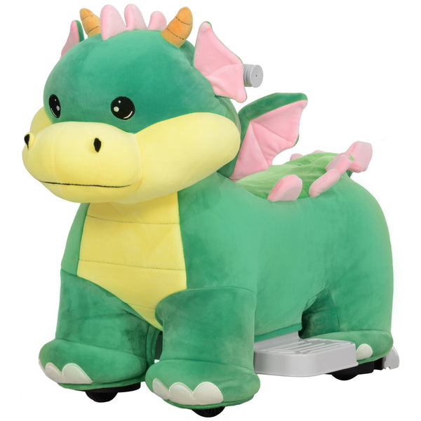 Qaba Battery Powered Ride on Toy, 6V Ride on Horse with Music Forward, PU Wheels, for 18-36 Months
