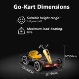 12V Electric Pedal Go-Kart for Kids with Adjustable High-Back Seat, Ride-On Truck with Music/Flashing Lights, 38\'\' L x 22.5\'\' W x 19.5\'\' H, Yellow